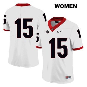 Women's Georgia Bulldogs NCAA #15 Lawrence Cager Nike Stitched White Legend Authentic No Name College Football Jersey WWX5354GU